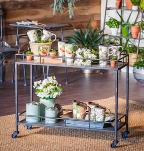 Mini Bar Serving Cart Rustic Industrial Style Galvanized Metal ... Mini Bar Serving Cart Rustic Industrial Style Galvanized Metal ...