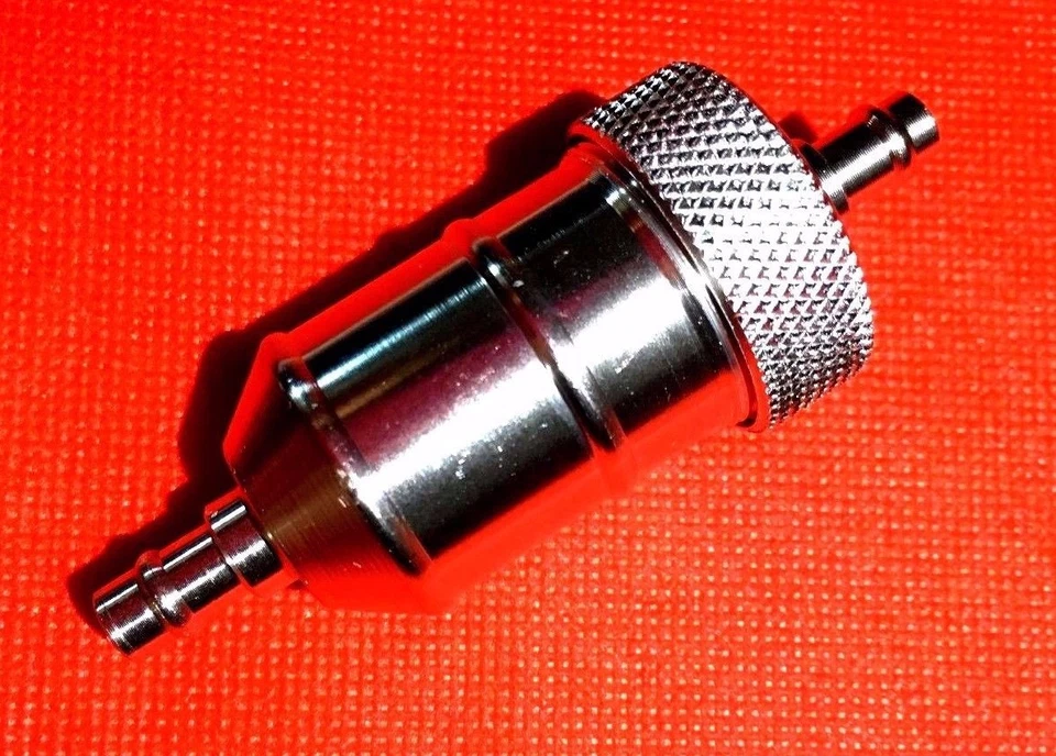 SILVER ALUMINUM FUEL FILTER REUSABLE WASHABLE ELEMENT FOR HONDA 1/4" 5/16" NEW - Image 2 of 2