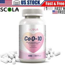 SCOLA - CoQ10 200mg, 120 Capsules, Vegetarian Capsules, Non-GMO (Coenzyme Q10)