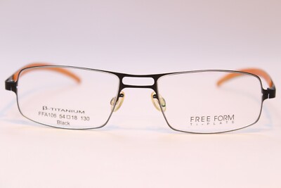 Herren Brille Freeform Titanium FFA106 Black Schwarz 54[]18 Eckig Titan  
