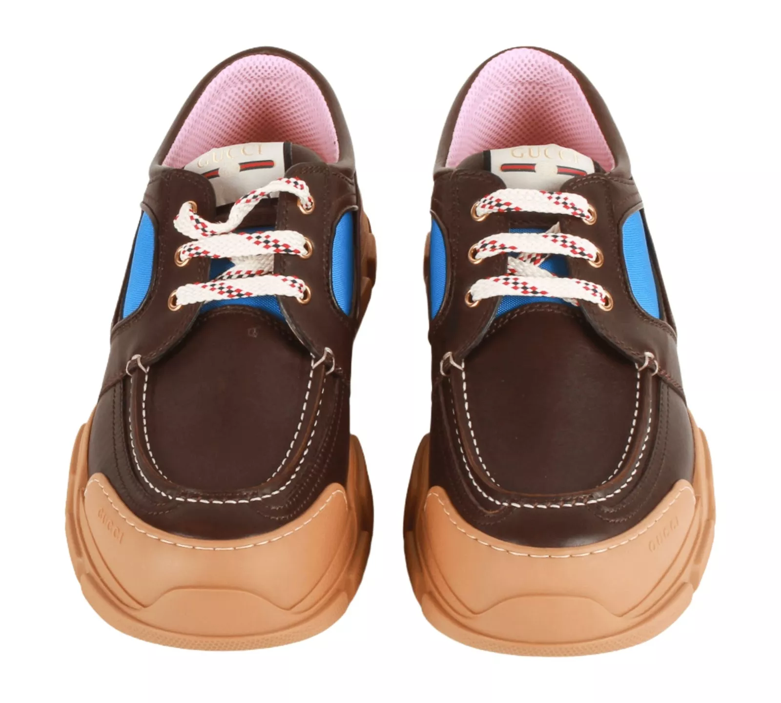 Baskets authentiques Gucci homme flashtrek cuir marron