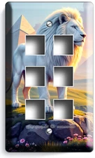 GIANT WHITE LION EGYPTIAN PYRAMIDS LIGHT SWITCH OUTLET WALL PLATE ROOM ART DECOR