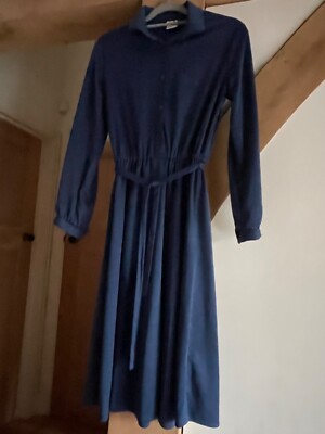 Vintage ~ Debenhams Hemdkleid mit Kragen nachtblau Gürtel (UK 12-14) ungetragen