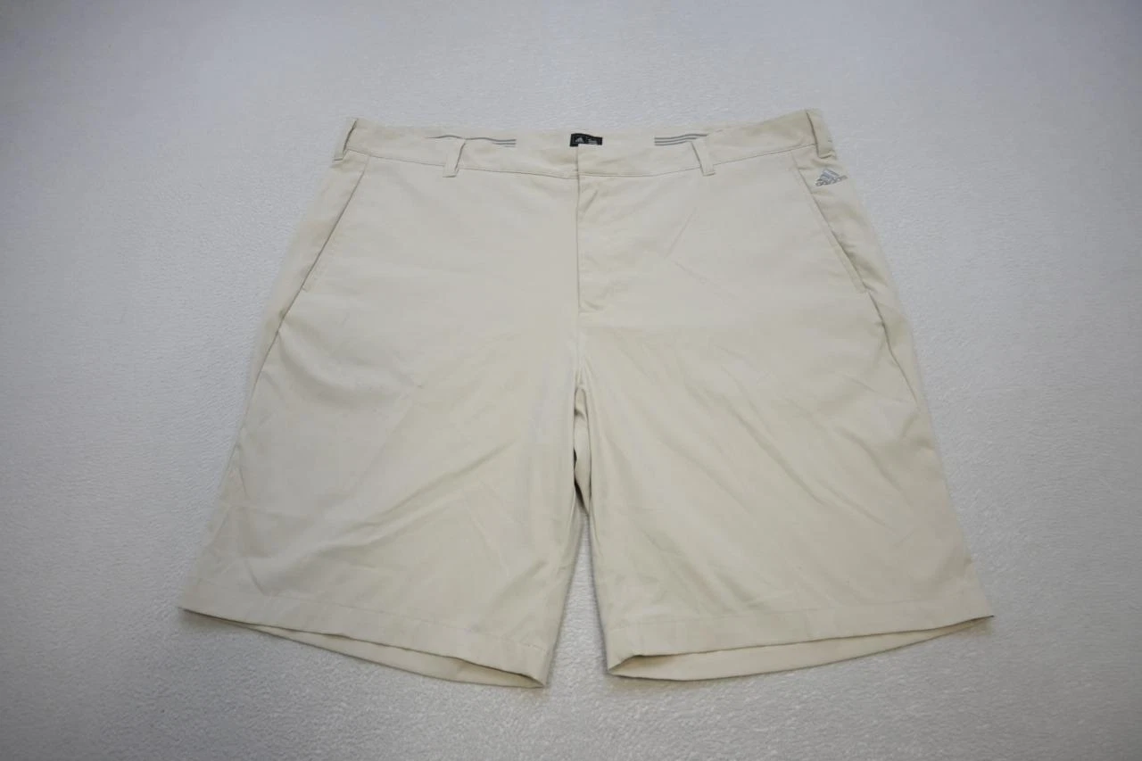 Adidas Pantaloncini Golf ClimaLite Elasticizzati Beige Piatti Atletici 9" INS Uomo Tg 42