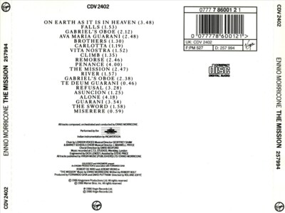 ENNIO MORRICONE - THE MISSION [ORIGINAL SOUNDTRACK] NEW CD