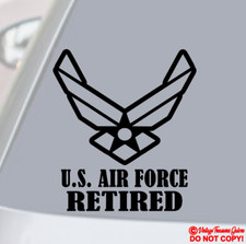 U.S. AIR FORCE RETIRED Vinyl Decal Sticker Car Window Military Combat Veteran