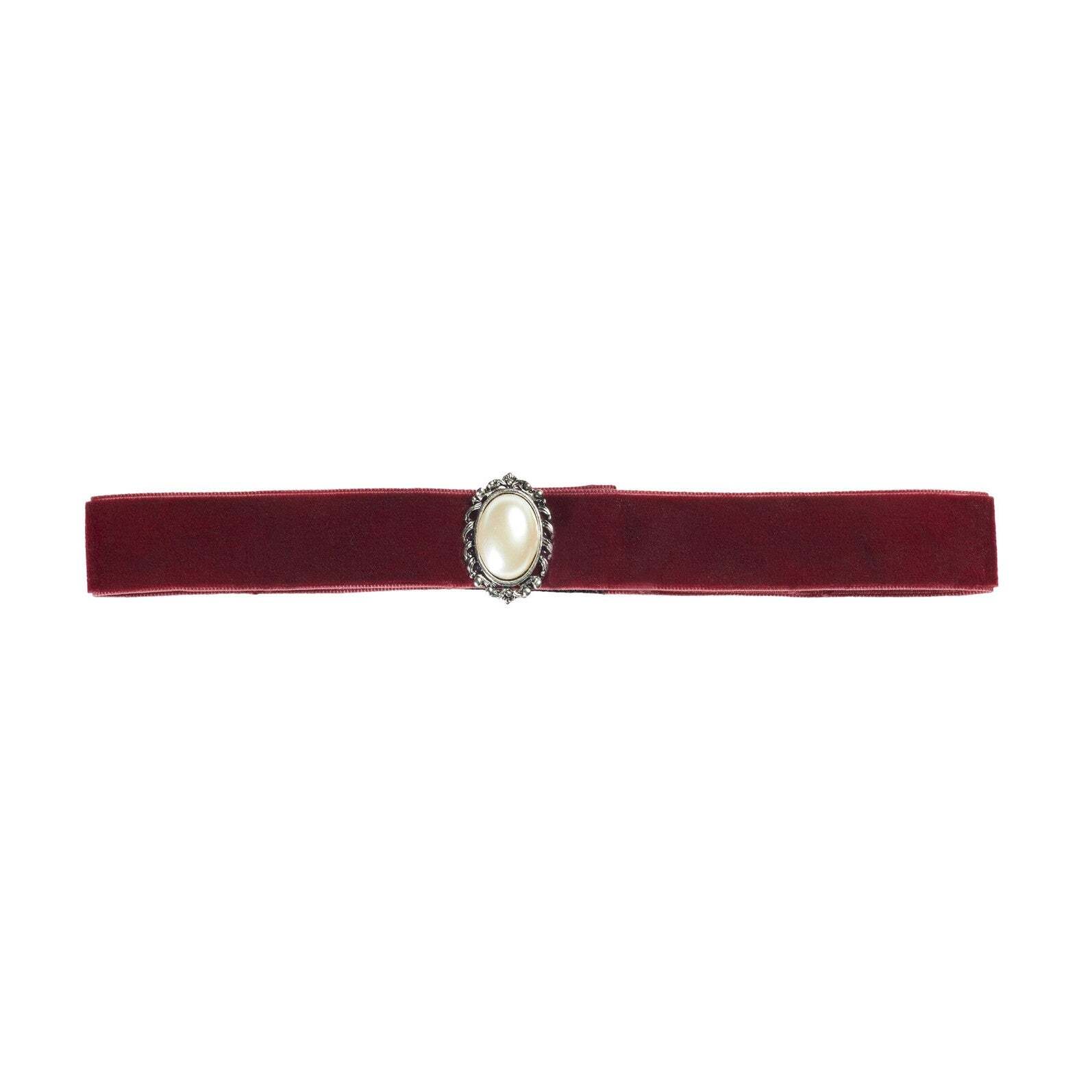 COLLARINO VELLUTO BURGUNDY CON GEMMA