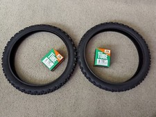 TWO 2 16X2.00 DURO BICYCLE TIRES N TUBES, BLACK