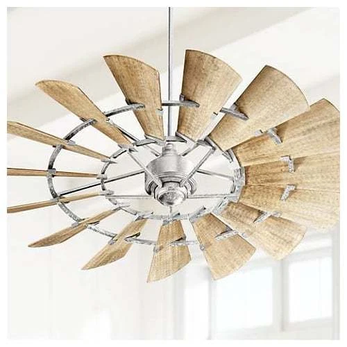 72"  Quorum Windmill Ceiling Fan Galvanized Indoor Modern Farmhouse 97215-9 - Picture 1 of 2