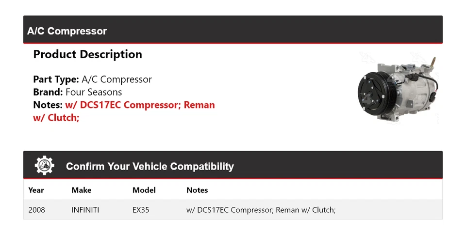 Compresor de aire acondicionado Infiniti Ex35 2008 4 estaciones Foto 2 de 4