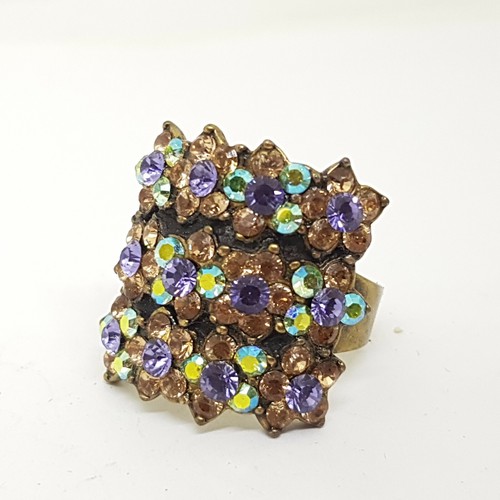 Michal Negrin Women's Statement ring Israel golden purple Swarovsky One-size - Picture 7 of 8