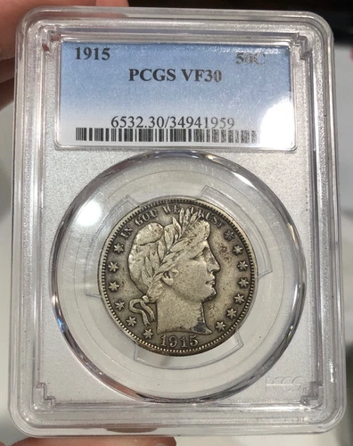 1915 Barber Half Dollar graded VF30 by PCGS Original KEY DATE COIN
