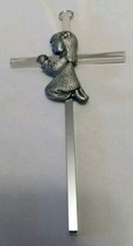 Silver Girl wall Cross Infant Blessing Baby Plaque, Child Religious Gift, NIB