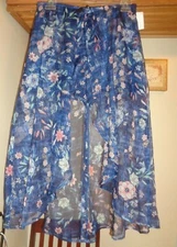 AMY WEAR NAVY  FLORAL  PRINT CHIFFON SHORT  ATTACHED SKIRT NWT SZ  16 XL