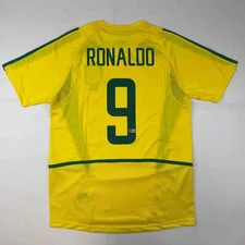 Autographed/Signed Ronaldo Nazario Brazil Yellow Soccer Jersey Beckett BAS COA