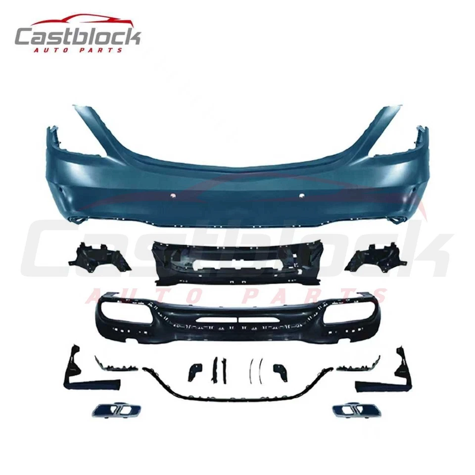 Kit de carrocería de parachoques trasero Facelift 18+ S63 AMG para Mercedes Benz Clase S 14-17 W222 Foto 2 de 4