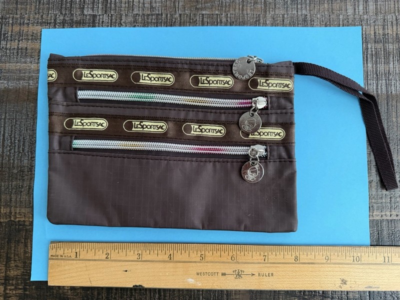 Brown Multi Zip Pocket Le Sportsac Travel/ Cosmetic Bag