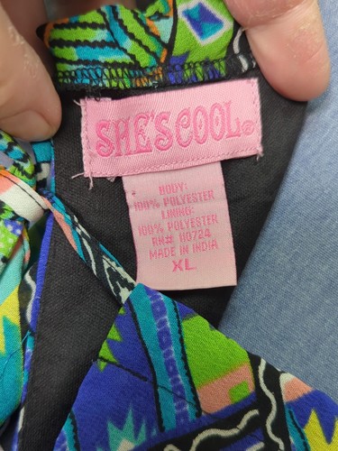 Shes Cool Halter Dress SZ XL Boho Festival Sheer Flow Artsy Print Beach Resort - Picture 11 of 13