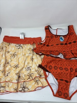 Disney Moana 3 Piece Swim Set Girl Size L  Adaptive Swimwear