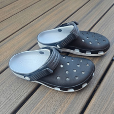 CROCS Classic Turbo Clog black and gray size women's 9 mens 7 adj strap sporty