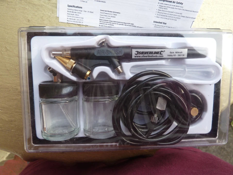 Silverline Airbrush Hobby Kit With Storage Case 22ml 6 Piece Model Work NEW - Image 4 of 4