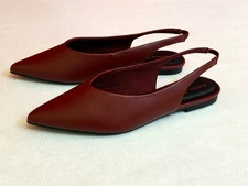Sz 40 US 9.5 ❤️ Chin Laundry Burgundy Slingback Pointed Toe Flats Shoes Trendy