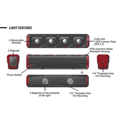 Power Probe TEK Water-Resistant Modular Work Lights PPRPPMWL1000 Brand New!