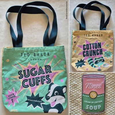 Ted Baker London SUGAR CUFFS / COTTON CRUNCH 14¾x 14¼'' Canvas Tote Bag w/Pinback