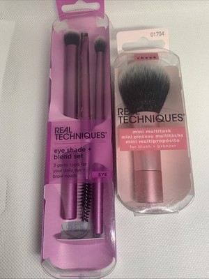 Real Techniques Eye Shade Blend Makeup Brush Trio and Mini Multitask Brush Set