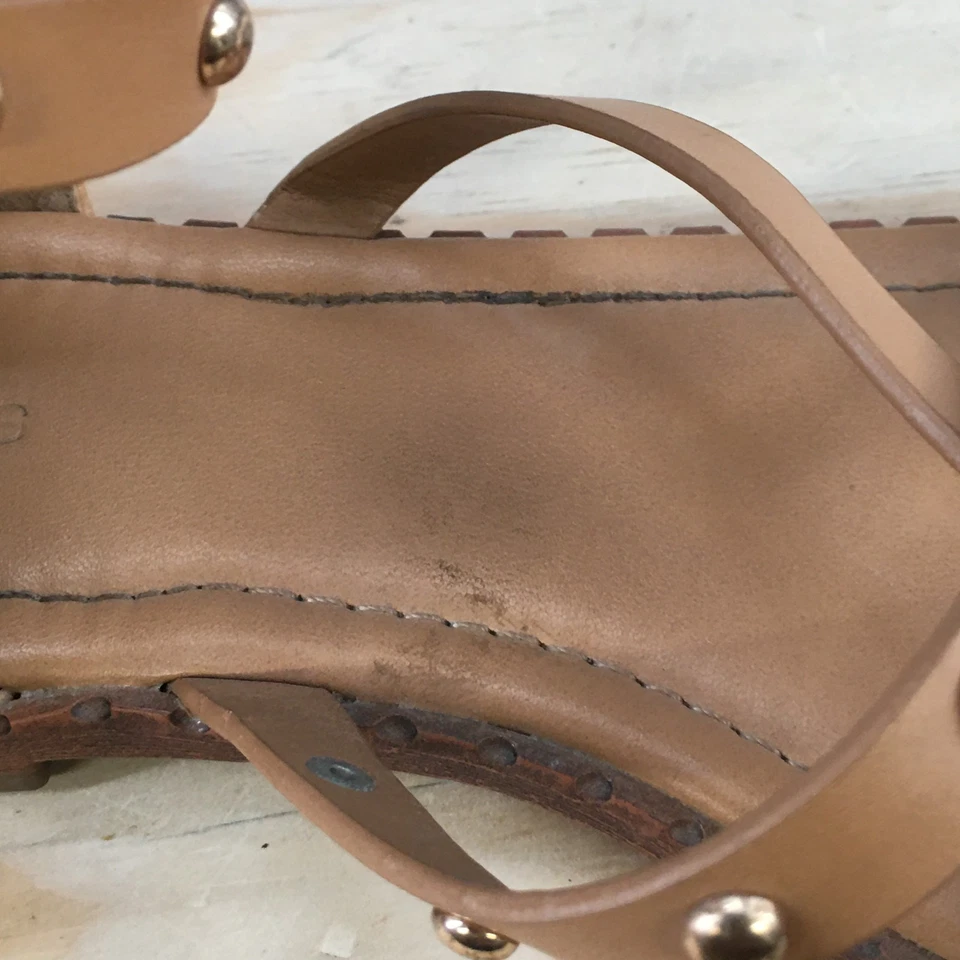 Sandalias Maurices para mujer 8 M Harley Gladiator marrón imitación cuero tachonado planas Foto 3 de 4