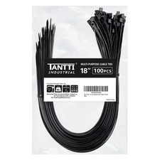 Zip Ties 18 inch (100 Pack), Black, 60lb Tensile 18" Black 