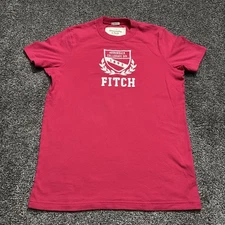 Abercrombie & Fitch Muscle Script Men's T-Shirt Medium Pink Y2K Nice Embroidered
