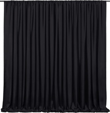 Black Backdrop Curtains 2 Panels 5Ft X 10Ft Polyester Photo Backdrop Drapes for