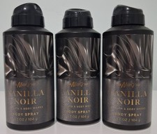 Set of 3 Bath  Body Works VANILLA NOIR Deodorizing Body Spray for Men 3.7OZ