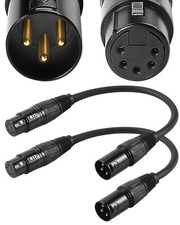 2-Pack 10-inch DMX Adapter 3-Pin Male to 5-Pin Female for Stage Lighting