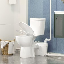 19" Macerating Toilet System with 750W Pump Two Piece Upflush Toilet Dual Flush