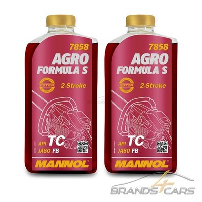 2x 1 L LITER MANNOL AGRO FORMULA S MOTORÖL 2-TAKT RASENMÄHER GARDENTECHNIK 