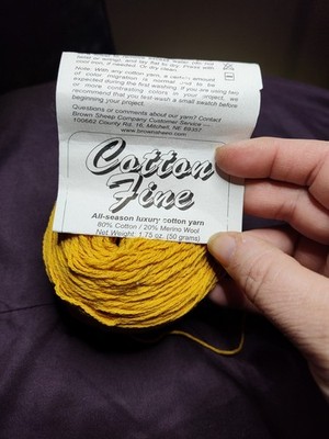 1 Skein Cotton Fine Gold Dust Cotton Merino Wool Brown Sheep