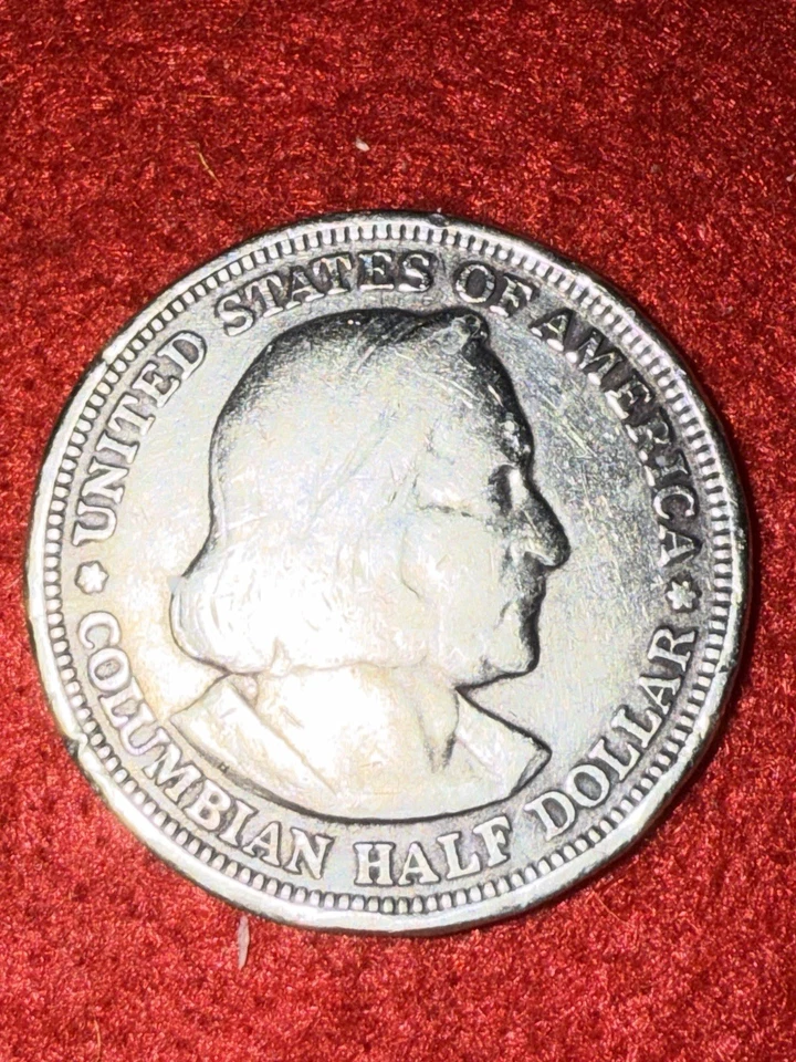 Circulated 1892 Columbian Commemorative Silver Half Dollar Coin - Image 2 of 4