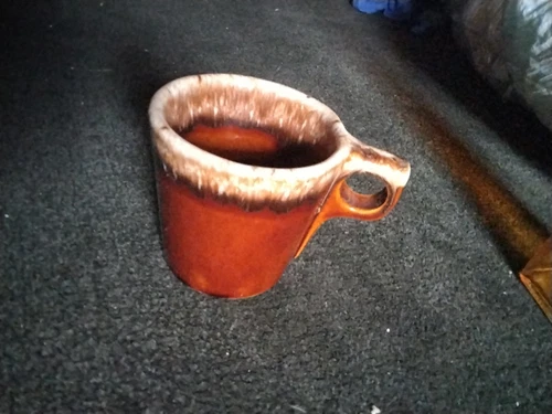 Vintage Brown Drip Glaze Coffee Mug by Hull USA Ovenproof