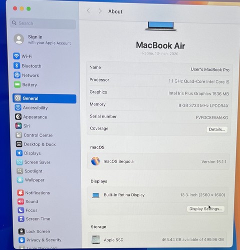 Apple MacBook Air A2179 2020 13" Core i5-1030NG7 1.1GHz 512GB/8GB - Grey - AT02 - Afbeelding 9 van 12