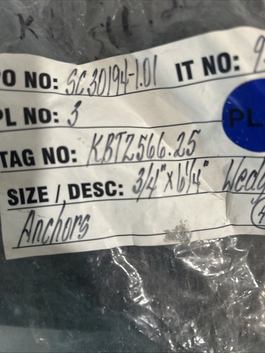 (4) Bulloni di ancoraggio a cuneo in calcestruzzo 3/4” x 6-1/4” inclusi dadi e rondelle KBTZ566,5 - Foto 6 di 7