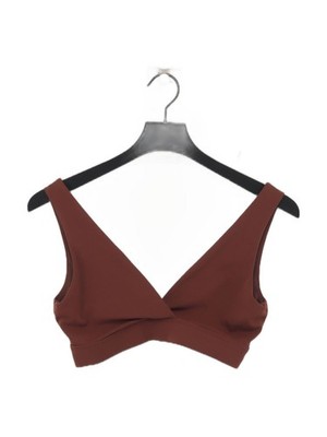 T/ALA Women's Top M Brown Nylon with Other Sleeveless V-Neck Cropped