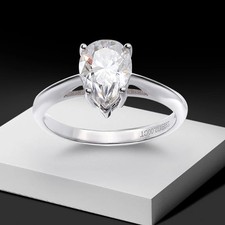 2CT D Color Pear Cut Moissanite Wedding Ring Solitaire Band 925 Sterling Silver