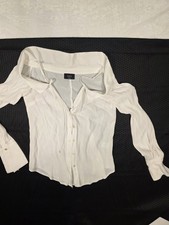 VICI women's white collared button-up long sleeve regular blouse size L
