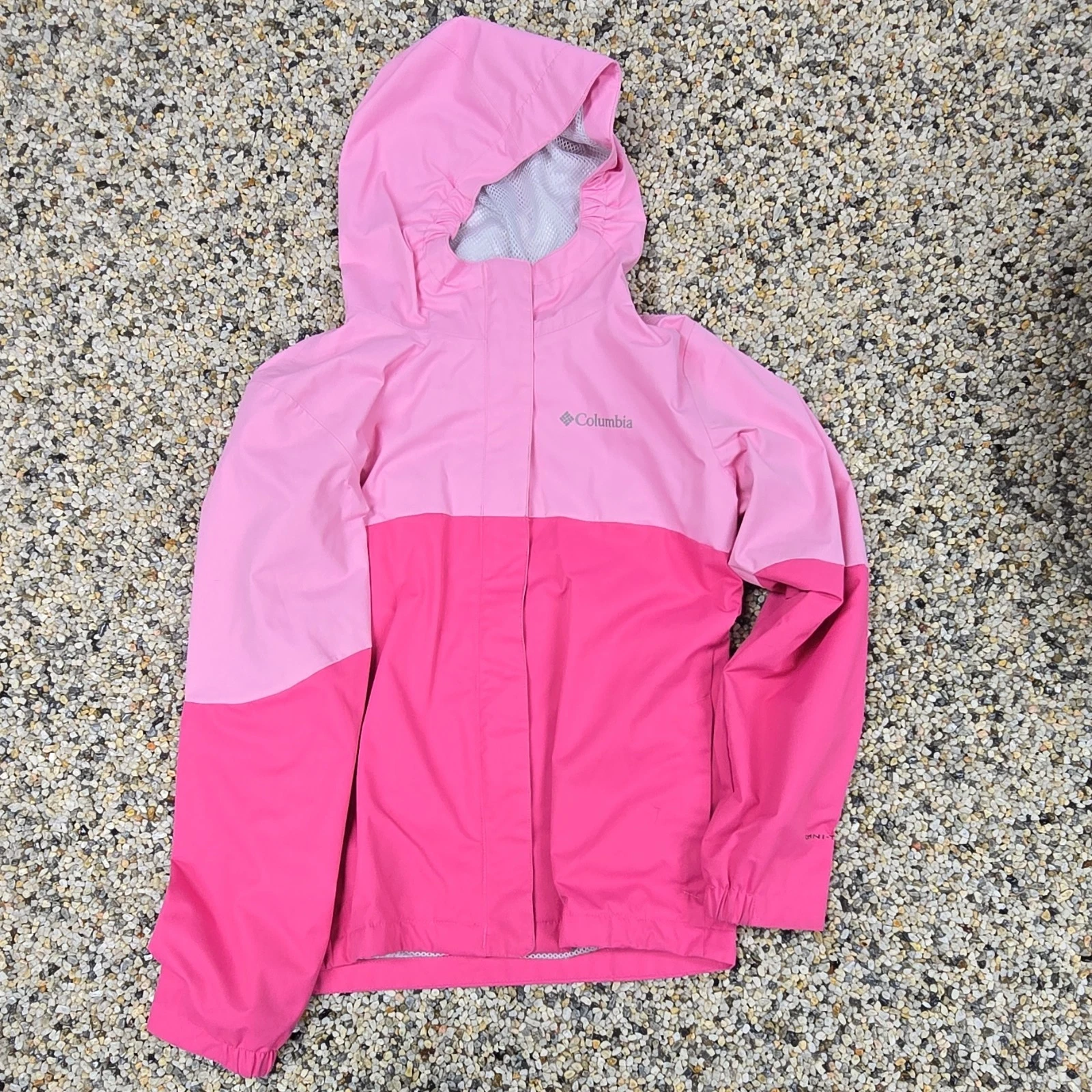 Columbia Girls Pink Hooded Rain Coat Jacket Zip Size M (10/12)
