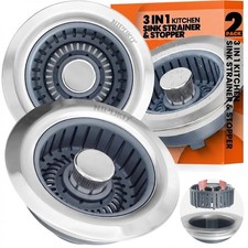 2 Pack Sink Drain Strainer - Sink Stopper, 3 in 1 Stainless Steel Kitchen Dra...