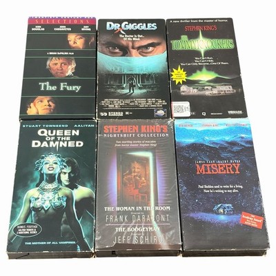 Vintage 90s Horror Lot of 6 VHS Tapes Dr Giggles Stephen King Queen of Damned