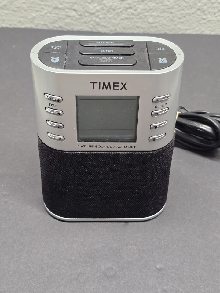 Timex T307S Dual Alarm Clock Radio Nature Sounds Preset Tuning Aux Plug In Free - Image 2 of 4