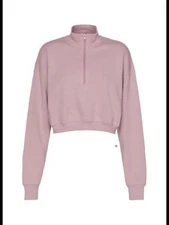 Skims By Kim Half Zip Mock Neck Long Sleeve Crop Top. SIZE M